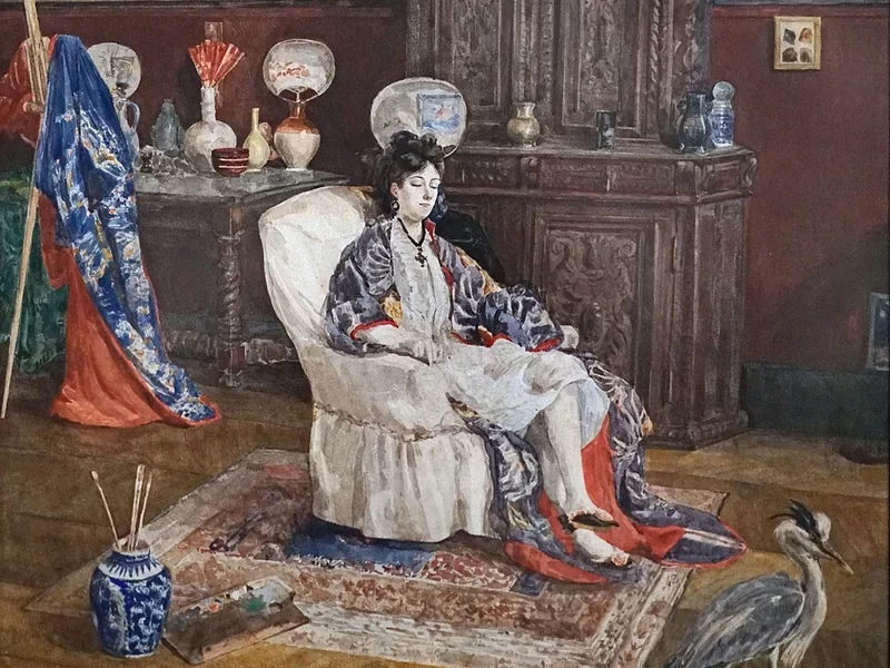 1833-Zacharie Astruc - Donna addormentata in un interno, nell'interno di un artista